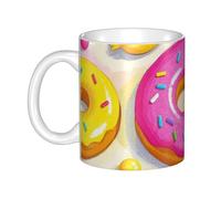JKASDTRP Multi-Colored Donut Cartoon Ceramic Coffee Mug 11oz Novelty Tea Cup With Handle Coffee Cup For Men Women Office Work