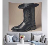JKASDTRP Peach Velvet Tapestry 60x51 Inch No Damage Wall Hanging Soft Durable Backdrop Poster Wall Decor For Home Party Cute Cowboy Black Hat Western Boots Hanging Art