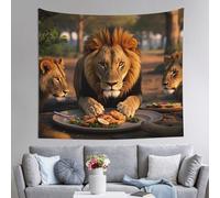 JKASDTRP Peach Velvet Tapestry 60x51 Inch No Damage Wall Hanging Soft Durable Backdrop Poster Wall Decor For Home Party Lion 3d Lion African Safari Animals Hanging Art