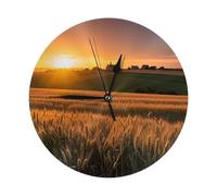 JKASDTRP Wheat and Nature's Rural Fields Round Wall Clock 10 Inch Silent Non-Ticking Clock Battery Operated Decorative Wall Clocks for Living Room, Kitchen, Bathroom, Bedroom, and Office