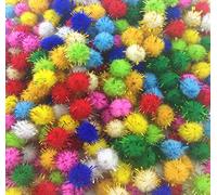 JKberelli 1000 Pieces 1/2" Glitter Pom Poms,Multicolored Glitter Poms Fuzzy Pompoms Arts and Crafts Balls for DIY Craft