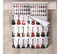 JKCloth Duvet Cover Set, Guitar evolution, Double Size Luxury Quilt Polyester Fabric Cover Bedding, Easy Care, Animal Print, 3 Piece Microfiber Bedding Set, 200x200cm