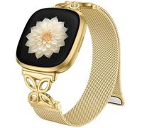 JKD Compatible with Fitbit Versa 3 Bands for Women, Fitbit Sense 2 Bands for Women, Fitbit Versa 4 Bands Women Woman, Floral Shape Stainless Steel Mesh Loop Strap Replacement for Fitbit Smartwatch