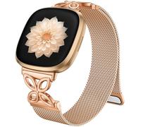 JKD Compatible with Fitbit Versa 4 Bands for Women Woman, Fitbit Sense 2 Bands for Women, Stainless Steel Soft Mesh Loop Strap Replacement Accessories for Fitbit Versa 3/Sense/Versa 4 Smartwatch