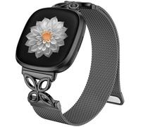 JKD Floral Shape Metal Band Compatible with Fitbit Versa 3 4/Sense 1 2 Bands Women Men, Mesh Straps Stainless Steel Sports Wristband for Fitbit Sense 1 2/Versa 3 4 Smartwatch
