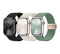 JKD Magnetic Braided Solo Loop Band Compatible with Apple Watch Band 40mm 38mm 42mm 41mm 44mm 45mm Women Men, Stretchy Nylon Elastic Sport Strap foriWatch Series 10 9 8 SE 7 6 5 4 3 2 1 Ultra