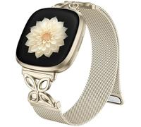 JKD Metal Bands Compatible with Fitbit versa 4 Bands for Woman Women, Fitbit Sense 2 Bands for Women, Stainless Steel Soft Mesh Loop Strap Replacement for Fitbit Versa 3/Sense/Versa 4 Smartwatch