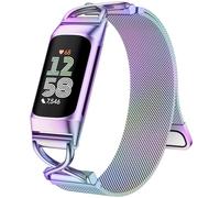 JKD Stylish Metal Bands Compatible with Fitbit Charge 6/Charge 5 Band Women Men, Soft Stainless Steel Metal Mesh Replacement Wrist Bands for Fitbit Charge 5/Charge 6 Fitness Activity Tracker, Colorful