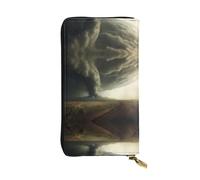 JKDGOJ A massive tornado Prints Women's leather long handheld wallet large capacity credit card zipper bag