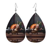 JKDGOJ A snail working out Pattern Water droplet pendant earrings and leather earrings, suitable as holiday birthday gifts for women