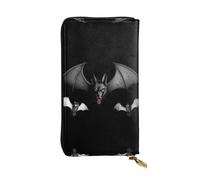 JKDGOJ A wolf with bat wings Prints Women's leather long handheld wallet large capacity credit card zipper bag
