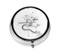 JKDGOJ Abstract Architecture Pattern Round Mini Pill Box with 3 compartments for Pill Storage and Portable Travel