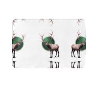 JKDGOJ Anti Slip Floor mat Northern Lights Elk Prints for Indoor and Outdoor Door mats, Suitable for Bedroom and Bathroom entrances 16x24in