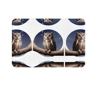 JKDGOJ Anti Slip Floor mat Owl Under The Moon Prints for Indoor and Outdoor Door mats, Suitable for Bedroom and Bathroom entrances 16x24in