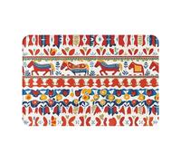 JKDGOJ Anti Slip Floor mat Runner Swedish Dala Horse Folk Prints for Indoor and Outdoor Door mats, Suitable for Bedroom and Bathroom entrances 16x24in