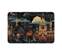 JKDGOJ Anti Slip Floor mat Small Towns Prints for Indoor and Outdoor Door mats, Suitable for Bedroom and Bathroom entrances 16x24in