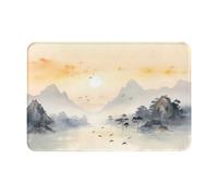 JKDGOJ Anti Slip Floor mat Sunset Mountain Illustration Prints for Indoor and Outdoor Door mats, Suitable for Bedroom and Bathroom entrances 16x24in
