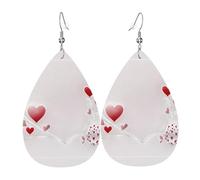 JKDGOJ Antlers and love eggs Pattern Water droplet pendant earrings and leather earrings, suitable as holiday birthday gifts for women