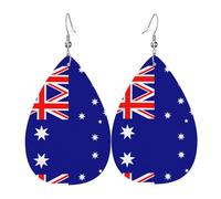 JKDGOJ Australian flag Pattern Water droplet pendant earrings and leather earrings, suitable as holiday birthday gifts for women