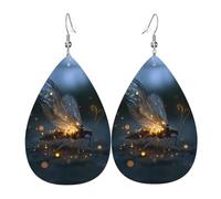 JKDGOJ Beautiful fireflies Pattern Water droplet pendant earrings and leather earrings, suitable as holiday birthday gifts for women