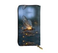 JKDGOJ Beautiful fireflies Prints Women's leather long handheld wallet large capacity credit card zipper bag