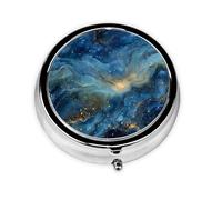 JKDGOJ Beautiful Starry Sky Universe Pattern Round Mini Pill Box with 3 compartments for Pill Storage and Portable Travel