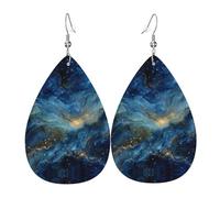 JKDGOJ Beautiful starry sky universe Pattern Water droplet pendant earrings and leather earrings, suitable as holiday birthday gifts for women