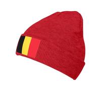 JKDGOJ Black Flag of Belgium Pattern Adult Woolen hat Cap, Warm Knitted Winter Soft, Red, One size