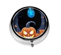 JKDGOJ Bonfire Party Pattern Round Mini Pill Box with 3 compartments for Pill Storage and Portable Travel
