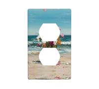 JKDGOJ Bouquet of flowers on the beach Prints Dual socket wall panel household power cover durable for decorative sockets and switches