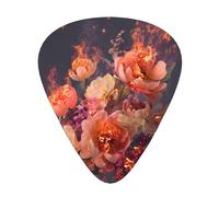 JKDGOJ Burning flowers Pattern Guitar plectrum 12 pieces with three thickness plectrum combinations suitable for bass and ukulele