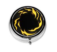 JKDGOJ Burning Wind fire Ball Pattern Round Mini Pill Box with 3 compartments for Pill Storage and Portable Travel