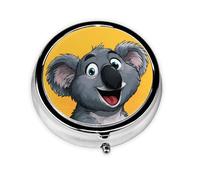 JKDGOJ Cartoon Koala Pattern Round Mini Pill Box with 3 compartments for Pill Storage and Portable Travel