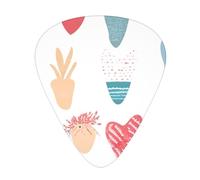 JKDGOJ Cartoon love heart shape Pattern Guitar plectrum 12 pieces with three thickness plectrum combinations suitable for bass and ukulele