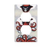 JKDGOJ Cartoon Sailing Pirate Octopus Prints Dual socket wall panel household power cover durable for decorative sockets and switches