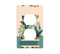 JKDGOJ Cartoon small green plant Prints Dual socket wall panel household power cover durable for decorative sockets and switches