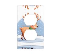 JKDGOJ Christmas deer under snowflakes Prints Dual socket wall panel household power cover durable for decorative sockets and switches