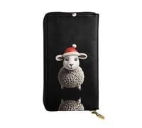 JKDGOJ Christmas grey little sheep Prints Women's leather long handheld wallet large capacity credit card zipper bag