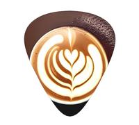 JKDGOJ Coffee latte art display Pattern Guitar plectrum 12 pieces with three thickness plectrum combinations suitable for bass and ukulele