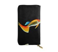 JKDGOJ Colored goldfish Prints Women's leather long handheld wallet large capacity credit card zipper bag