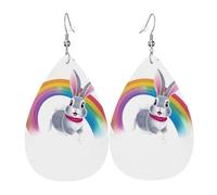 JKDGOJ Crossing the rainbow Pattern Water droplet pendant earrings and leather earrings, suitable as holiday birthday gifts for women