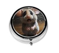 JKDGOJ Crying Little Mouse Pattern Round Mini Pill Box with 3 compartments for Pill Storage and Portable Travel