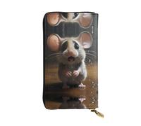 JKDGOJ Crying little mouse Prints Women's leather long handheld wallet large capacity credit card zipper bag