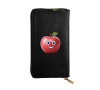 JKDGOJ Cute red apple Prints Women's leather long handheld wallet large capacity credit card zipper bag