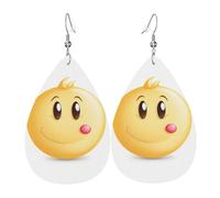 JKDGOJ Cute smiley face symbol Pattern Water droplet pendant earrings and leather earrings, suitable as holiday birthday gifts for women