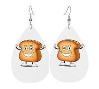 JKDGOJ Dancing bread slices Pattern Water droplet pendant earrings and leather earrings, suitable as holiday birthday gifts for women