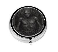 JKDGOJ Dark Vine Man Pattern Round Mini Pill Box with 3 compartments for Pill Storage and Portable Travel