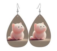 JKDGOJ Dazed Kitten Pattern Water droplet pendant earrings and leather earrings, suitable as holiday birthday gifts for women