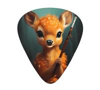 JKDGOJ Deer holding a paintbrush Pattern Guitar plectrum 12 pieces with three thickness plectrum combinations suitable for bass and ukulele
