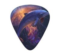JKDGOJ Dolphin and jellyfish encounter Pattern Guitar plectrum 12 pieces with three thickness plectrum combinations suitable for bass and ukulele